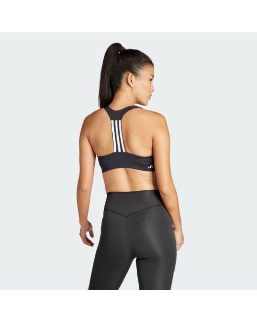 Reggiseno sportivo Powerimpact Training Medium-Support 3-Stripes di Adidas Originals in Black