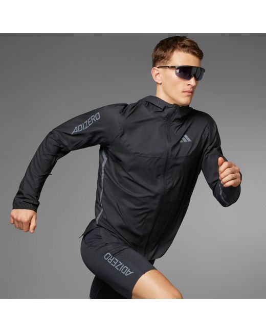 Adidas Black Adizero Running Lightweight Jacket for men