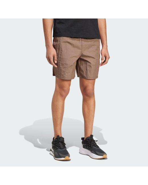 Adidas Brown City Escape Woven Shorts for men