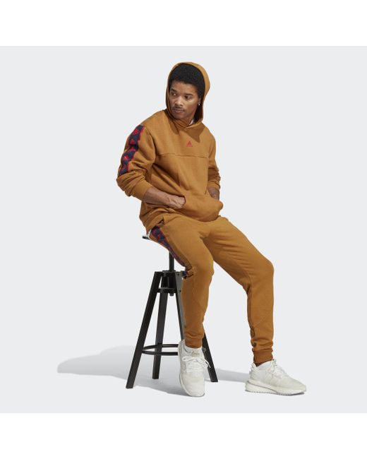 Adidas Brown Brandlove Hoodie for men