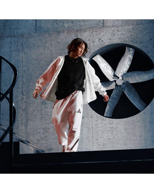 Adidas White Z.N.E. Tracksuit Bottoms for men