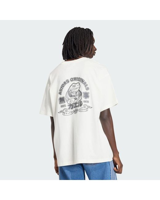 Adidas White Japanese Forg Graphic T-Shirt for men