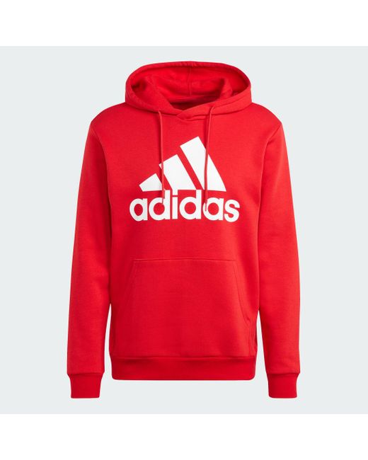 Adidas Red Essentials Fleece Big Logo Hoodie for men