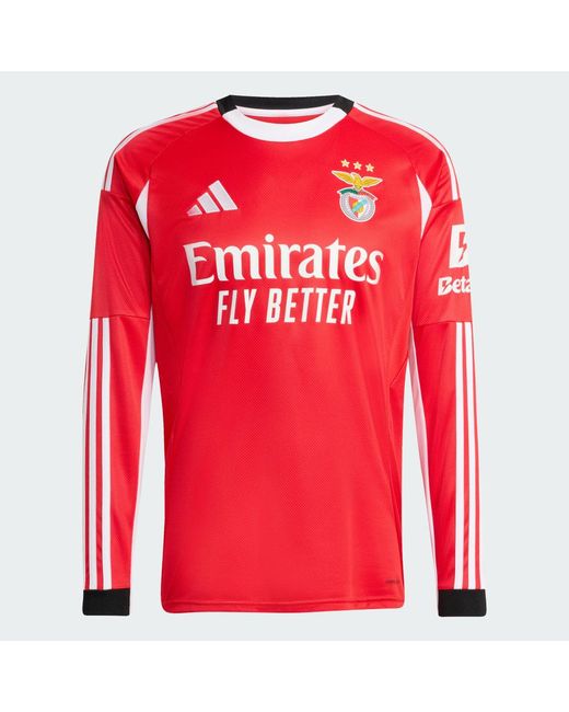 Adidas Red Benfica 25/26 Long Sleeve Home Jersey for men