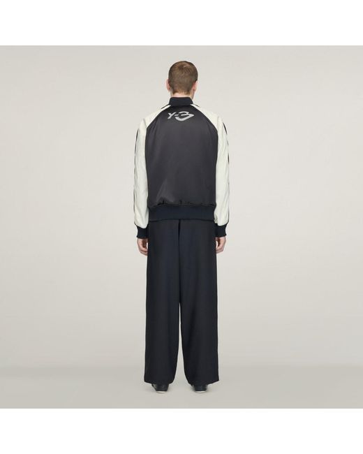 Adidas Blue Y-3 Liquid Logo Satin Souvenir Jacket