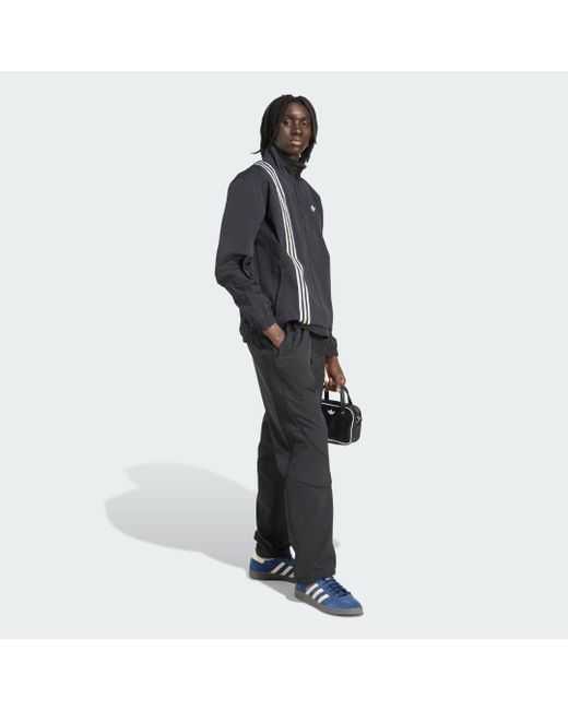 Adidas Black Firebird Front Stripes Woven Track Top for men
