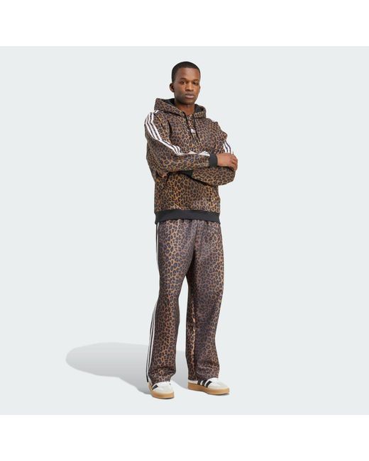 Adidas Brown Firebird Loose Leopard Track Pants for men