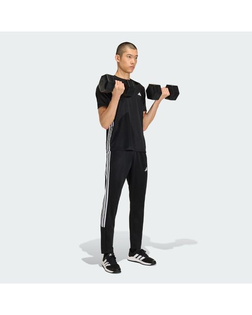 Adidas Black Workout Essentials All-Set 3-Stripes Knit Pant for men