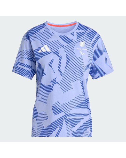 Adidas Blue Paralympicsgb Multi Printed T-Shirt