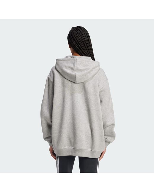 Adidas Gray Essentials Oversized Fleece Hoodie