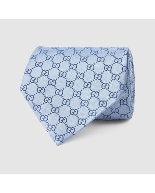 Gucci Gg Patterned Silk Tie in Blue for Men (sky blue) | Lyst