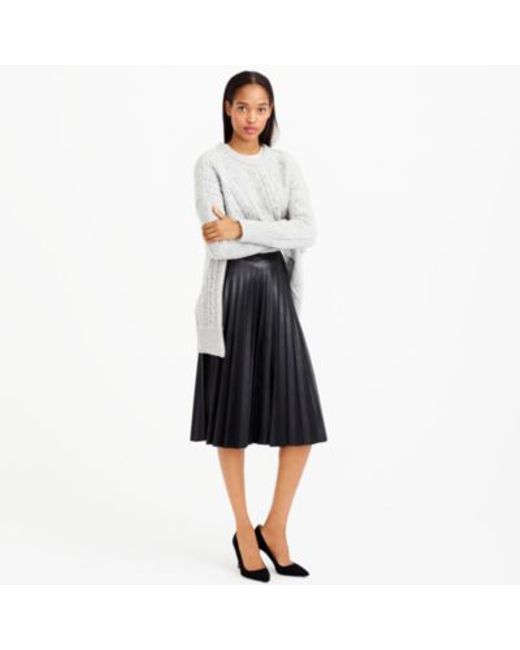 J.crew Petite Faux-leather Pleated Midi Skirt in Black - Save 33% | Lyst