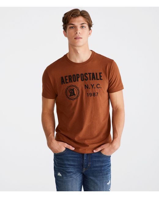 Aéropostale Orange Nyc 1987 Applique Graphic Tee for men