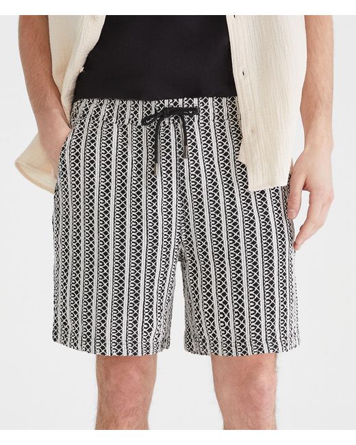 Aéropostale Black Textured Stripe All Day Jogger Shorts 7" for men