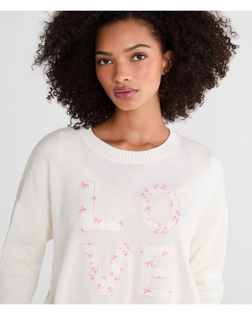 Aéropostale Multicolor Patchwork Love Crew Sweater