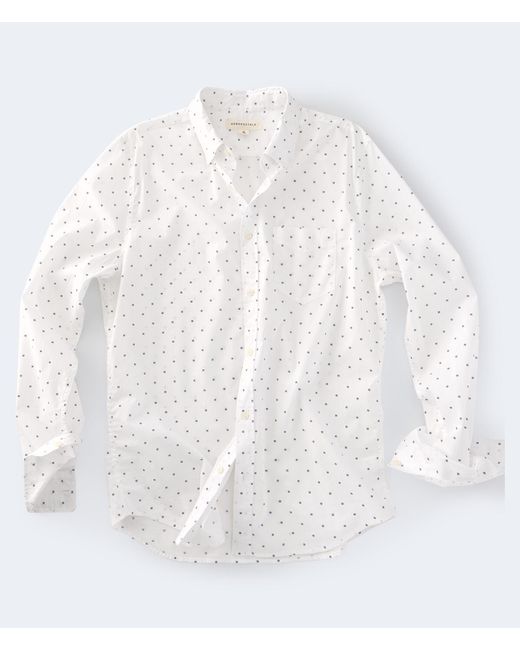 Aéropostale White Long Sleeve Geometric Button-Down Shirt for men