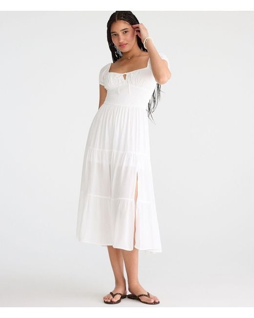 white dress aeropostale Dresses & Skirts | Women's Summer Clothing this flowy smocked Buy Aeropostale Women White Strappy