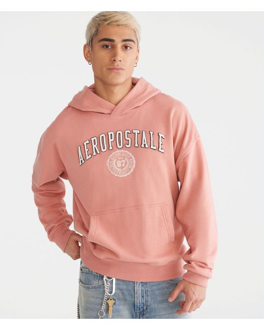 Aéropostale Pink Crest Logo Pullover Hoodie for men
