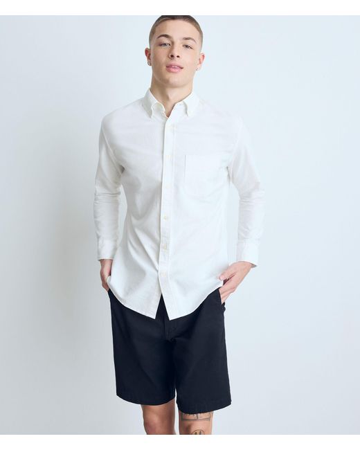 Aéropostale White Long Sleeve Oxford Shirt for men