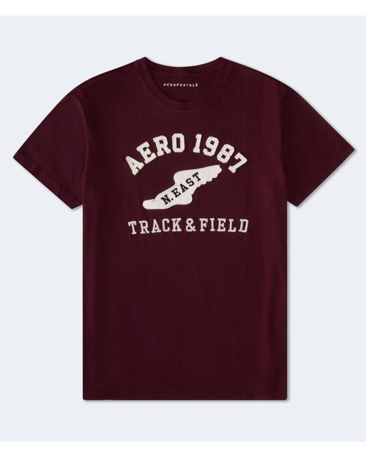 Aéropostale Red 1987 Track & Field Applique Graphic Tee for men