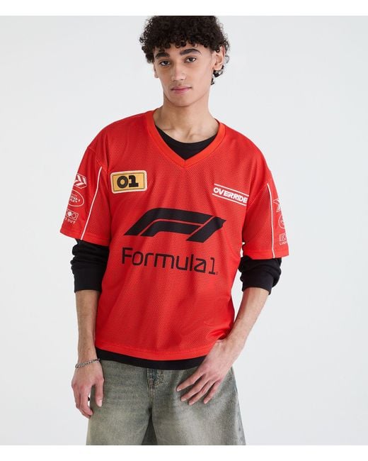 Aéropostale Red Formula 1 Patch V-Neck Jersey for men
