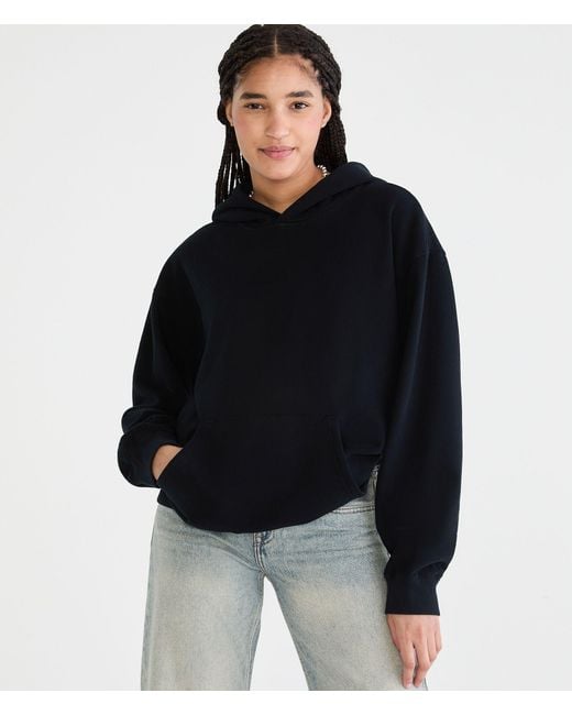 Aéropostale Black Cloud Soft Oversized Pullover Hoodie