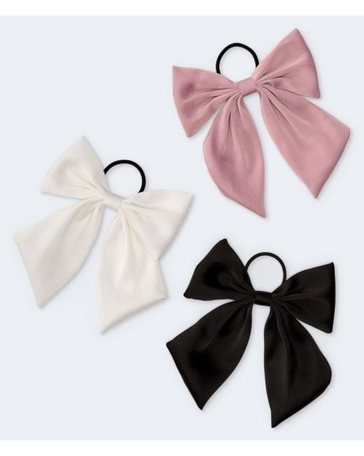 Aéropostale Pink Neutral Bow Hair Tie 3-Pack