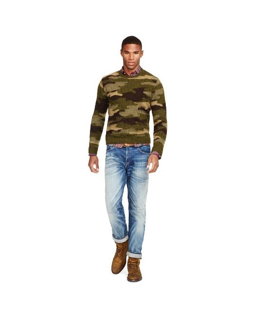 Polo Ralph Lauren Green Camo Wool Crewneck Sweater for men