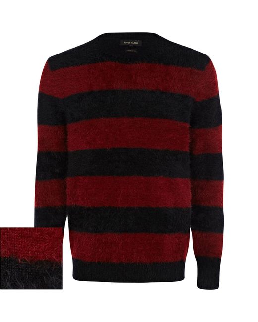 River Island Black Fluffy Stripe Jumper 