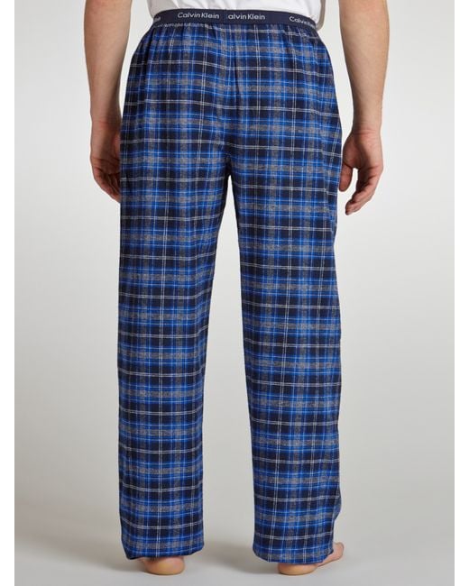 Calvin Klein Blue Flannel Check Pyjama Bottoms for men