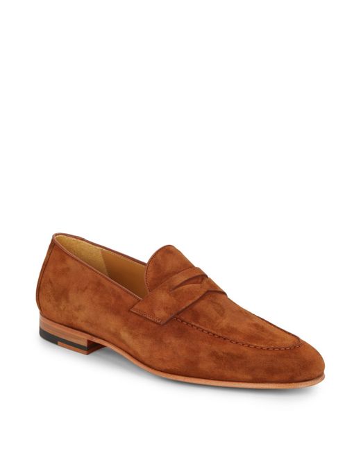 Saks Fifth Avenue Brown Suede Loafers for men