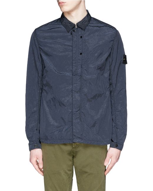 nylon Metal' Crinkled Zip Shirt Jacket 