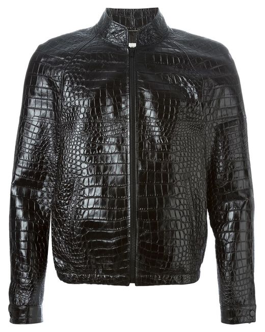 Saint Laurent Black Crocodile Embossed Jacket for men