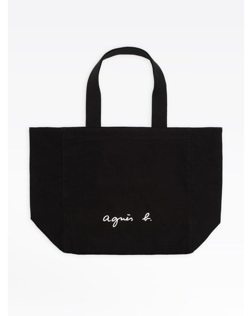 agnès b. Black Canvas Shoulder Tote in Black - Lyst