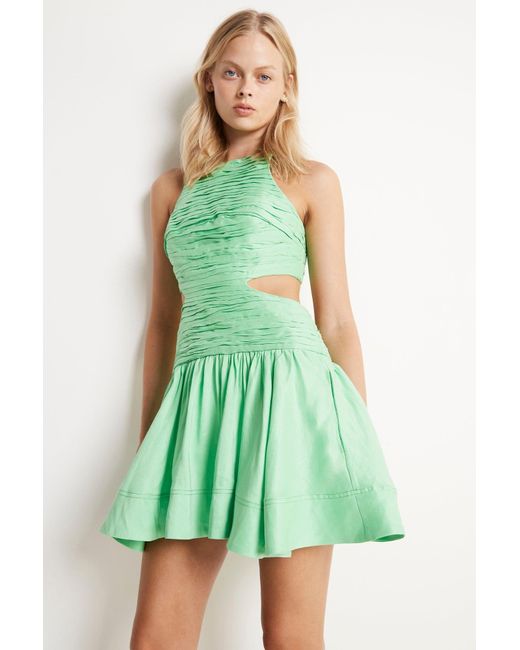 Aje. Linen Introspect Cut Out Mini Dress in Green - Lyst