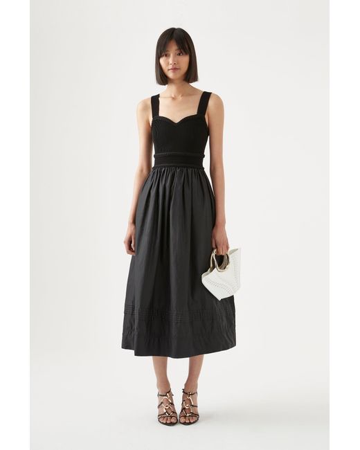Aje. Synthetic Romarin Knit Bodice Midi Dress in Black (White) Lyst