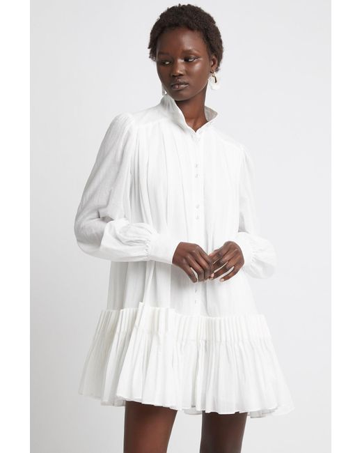 Aje. Cotton Pavillon Pleat Mini Dress in White - Lyst