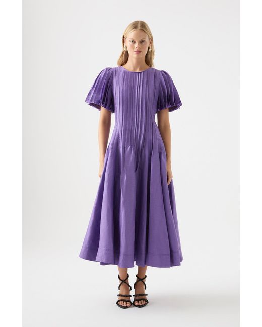 Aje. Nova Pleated Midi Dress in Purple Lyst
