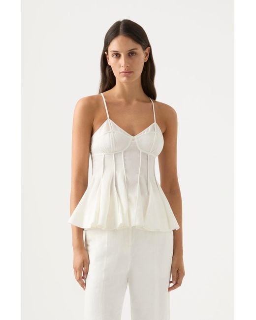 Aje. Evangeline Flared Camisole Top in White Lyst