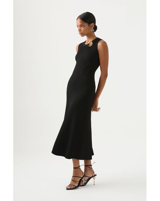 Aje. Crescent Knit Midi Dress in Black Lyst