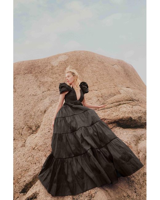 Aje. Statuesque Tiered Gown in Black | Lyst