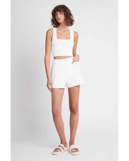 Aje. Livadi Cut Out Knit Logo Crop Top in White | Lyst