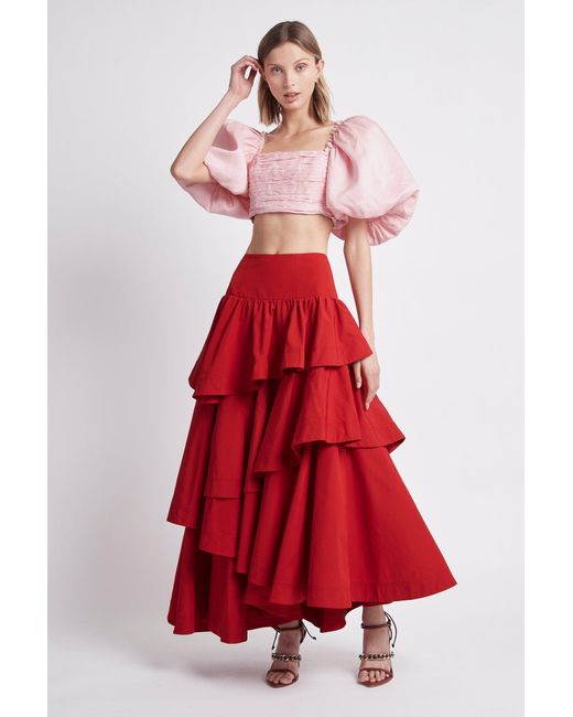 Aje. Synthetic Myriad Puff Sleeve Cropped Top in Rose Pink (Pink 