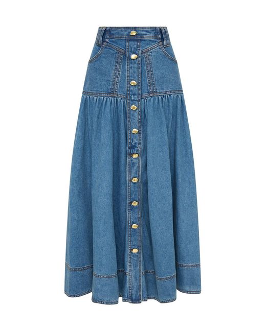 Aje. Belmond Denim Midi Skirt in Blue | Lyst