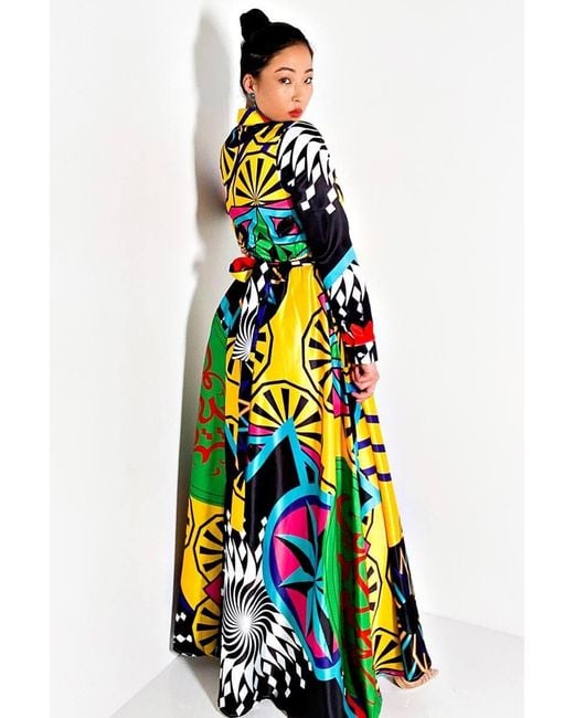multicolor long sleeve maxi dress