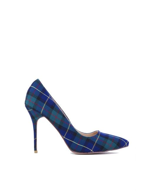 AKIRA Plaid Print Pump - Green Plaid | Lyst