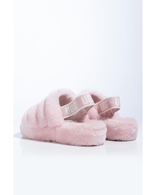 UGG Fur Fluff Yeah Sheepskin Slingback Slippers in Seashell Pink (Pink ...
