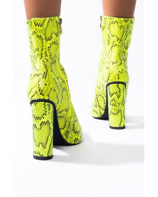 green snakeskin booties