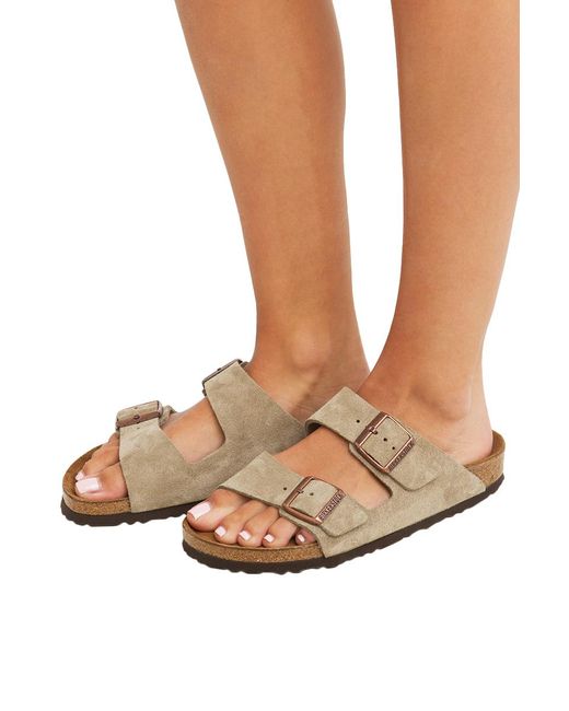 taupe suede sandals