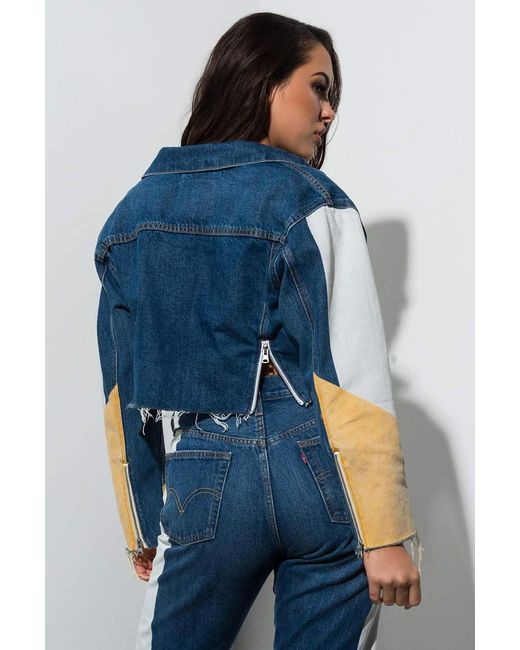 Crop Denim Jacket in Yellow Denim (Blue 